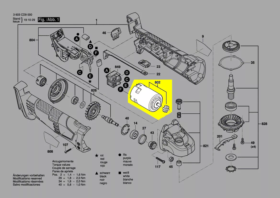 Moteur 18V réf. 1 607 022 68L Bosch